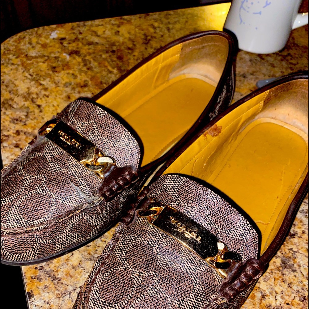 Chocolate/Gold plate Women’s Coach Loafers